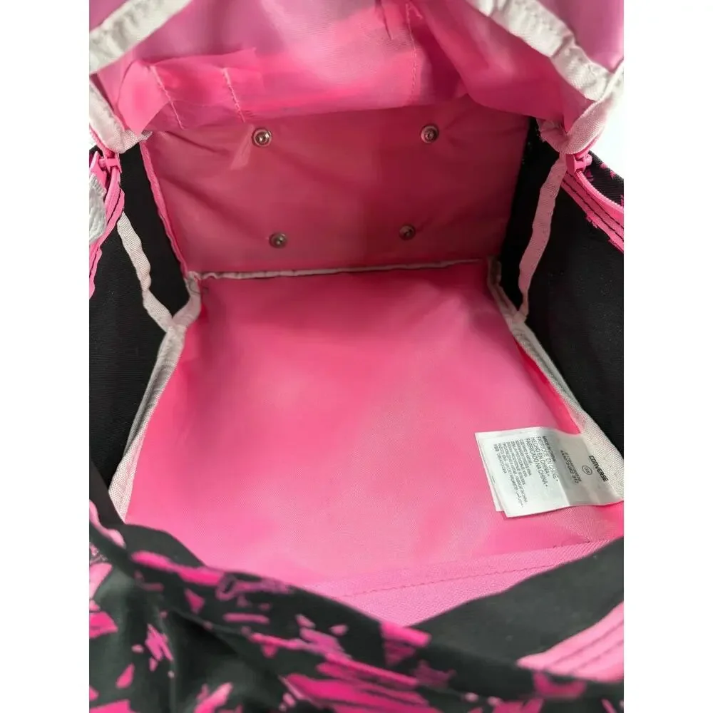 Converse All Star Black Pink Star Print Rolling Backpack Trolley School Bag